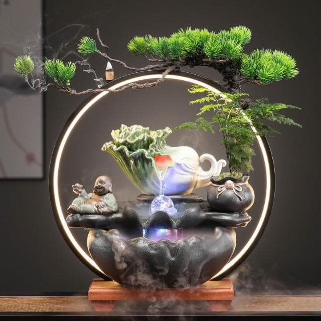 創意招財貓流水擺件迴圈轉運球客廳玄關公司辦公室裝飾品開業禮物