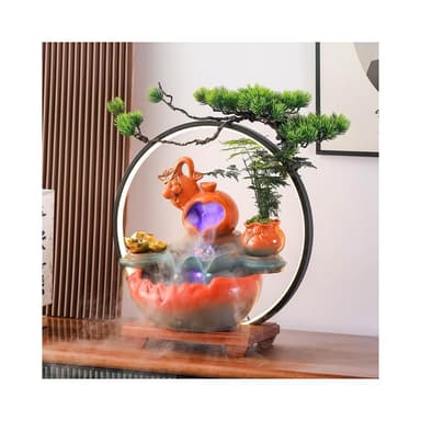 創意招財流水擺件客廳辦公室裝飾品桌面迴圈水新中式送禮開業禮物