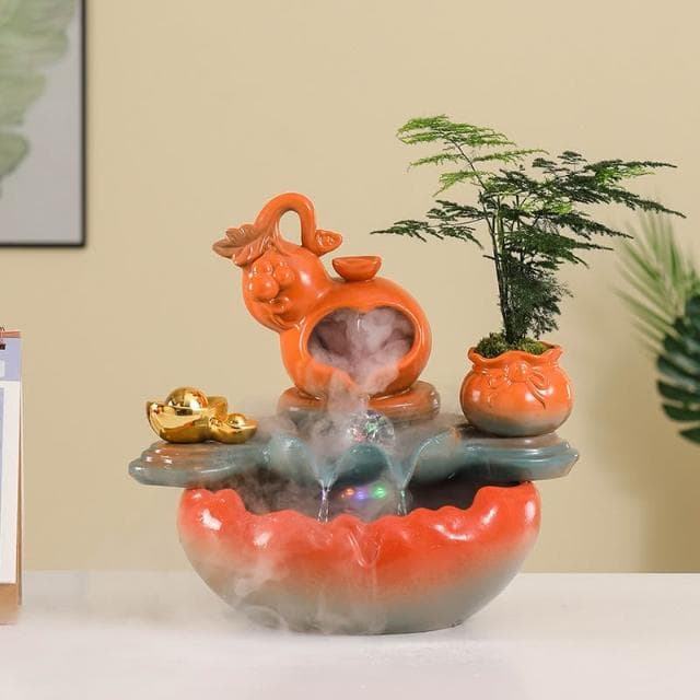 創意招財流水擺件客廳辦公室裝飾品桌面迴圈水新中式送禮開業禮物