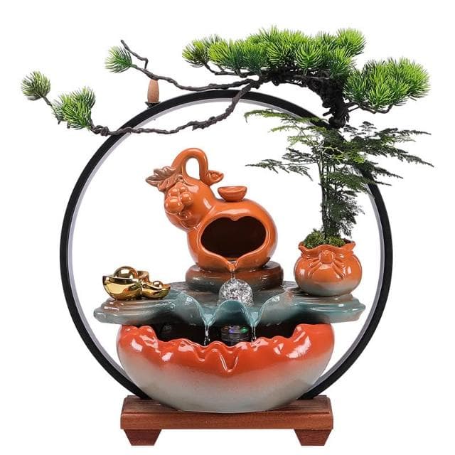 創意招財流水擺件客廳辦公室裝飾品桌面迴圈水新中式送禮開業禮物