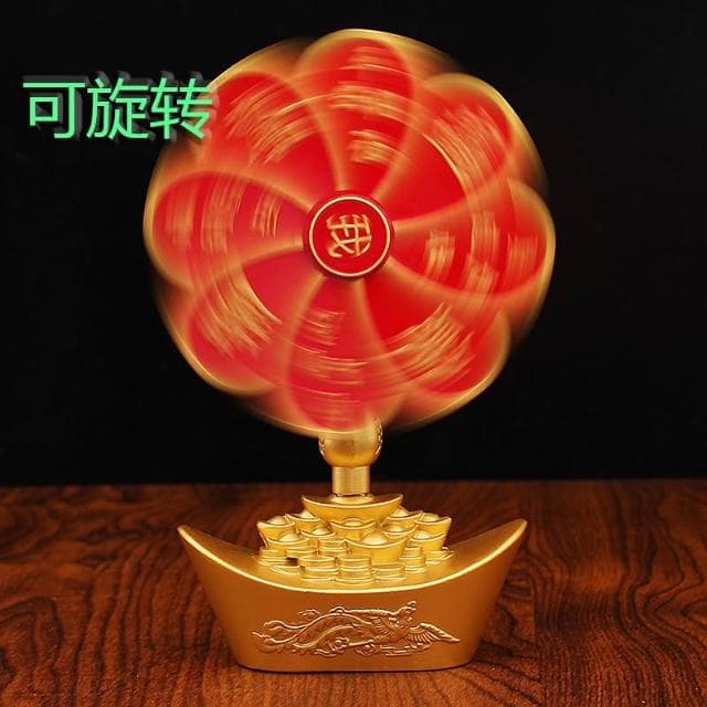 招財進寶黃金萬裏風車轉轉龍鳳元寶桌面創意擺件金屬工藝品小禮物