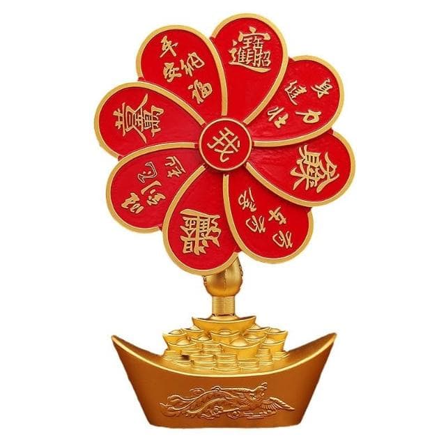 招財進寶黃金萬裏風車轉轉龍鳳元寶桌面創意擺件金屬工藝品小禮物