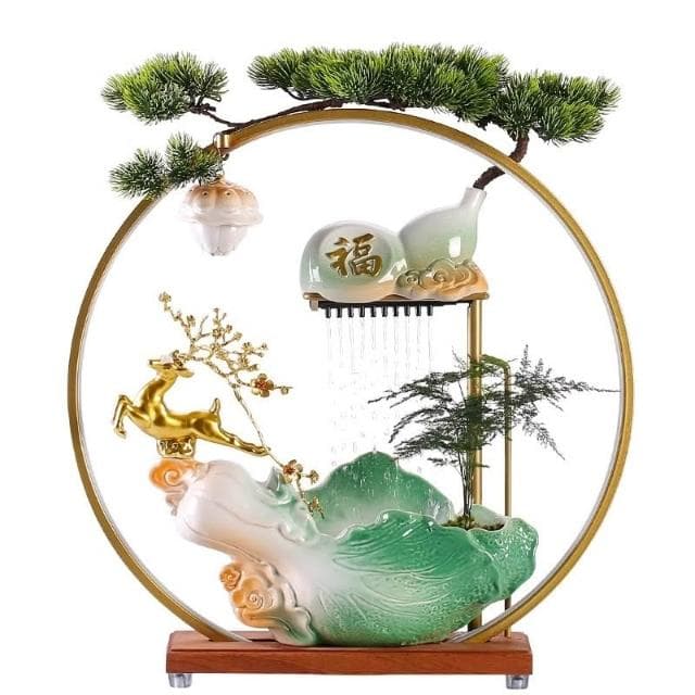 擺件 創意白菜招財流水擺件循環水辦公室桌面裝飾工藝品開店開業禮物