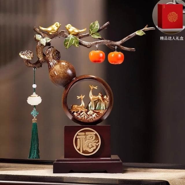 擺件 新中式柿柿事事如意柿子擺件葫蘆客廳裝飾品搬家禮物喬遷新居禮品