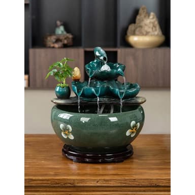 招財流水擺件陶瓷魚缸開業禮物品高檔茶室客廳公司辦公室前臺裝飾