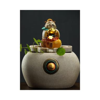 財神招財迴圈流水擺件開業禮物茶室桌面生財加濕辦公室前臺裝飾品