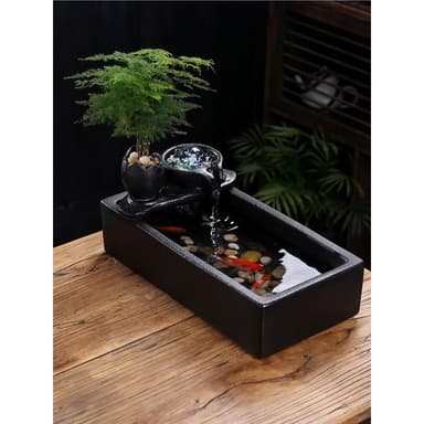 創意流水生財迴圈水招財辦公室桌面裝飾品茶几噴泉小擺件開業禮物