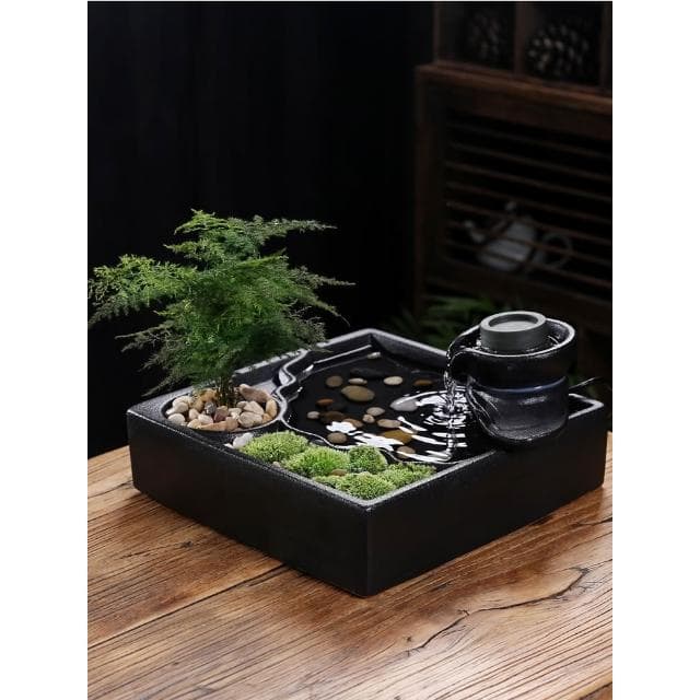 創意流水生財迴圈水招財辦公室桌面裝飾品茶几噴泉小擺件開業禮物