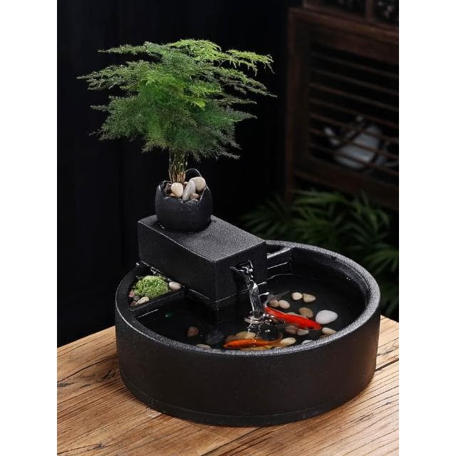 創意流水生財迴圈水招財辦公室桌面裝飾品茶几噴泉小擺件開業禮物
