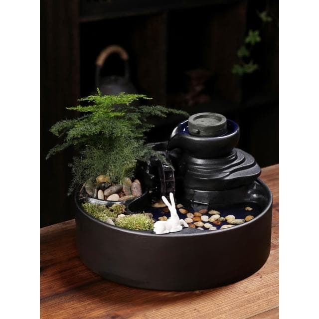 創意流水生財迴圈水招財辦公室桌面裝飾品茶几噴泉小擺件開業禮物