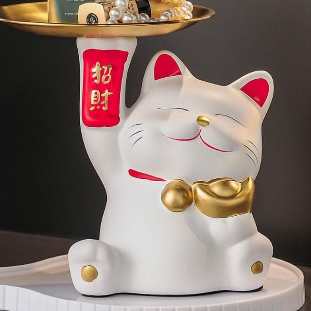 招財貓入門玄關鑰匙收納擺件家居桌面高級感裝飾品新房子喬遷禮物