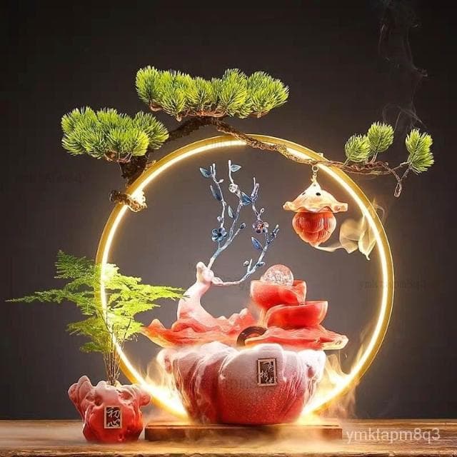 ⭐免運  招財麋鹿  招財流水盆 流水聚寶盆 流水擺件 招財擺飾 開運 風水招財流水組 風水擺件 開幕送禮 入厝禮物