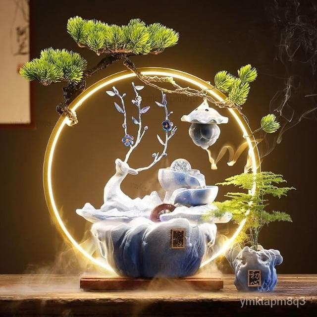 ⭐免運  招財麋鹿  招財流水盆 流水聚寶盆 流水擺件 招財擺飾 開運 風水招財流水組 風水擺件 開幕送禮 入厝禮物