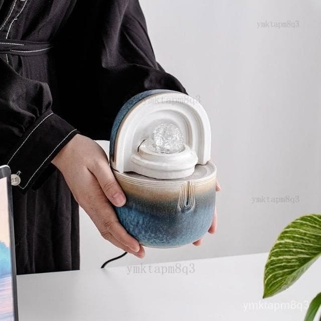 💚招財流水擺件 風水球 陶瓷招財擺件 辦公室桌麵噴泉造景裝飾  流水噴泉擺設 風水招財 流水盆 風水擺件 開業 入厝禮物