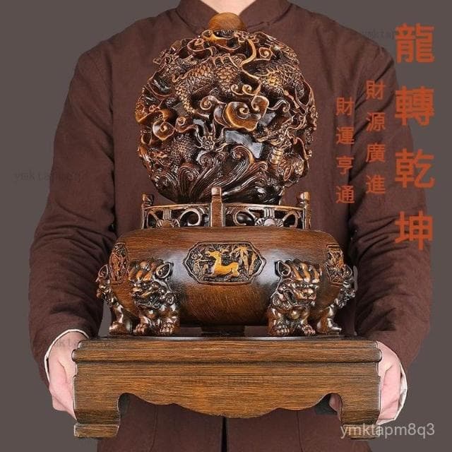 ⭐ 免運 龍轉乾坤鼎擺件 風水球 風水招財 風水擺件 聚寶盆 招財擺飾 風水聚財 招財  聚寶盆 時來運轉 開業入厝禮物
