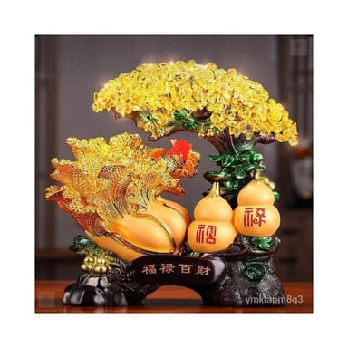 ⭐免運 招財葫蘆 黃水晶招財樹擺件 開業禮品 客廳 酒櫃裝飾品 玄關擺件 風水擺件 入厝禮物 招財擺飾 辦公室招財擺設
