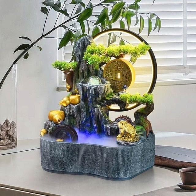 假山流水擺件 風水擺件 風水擺 招財水流盆 水流擺件 流水盆 開運 開業 喬遷 禮物 玄關擺飾 桌麵擺件