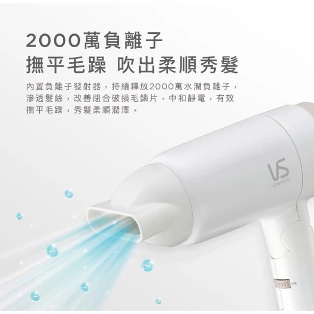 【VS 沙宣】千萬負離子大風量摺疊吹風機VSD-1240WW