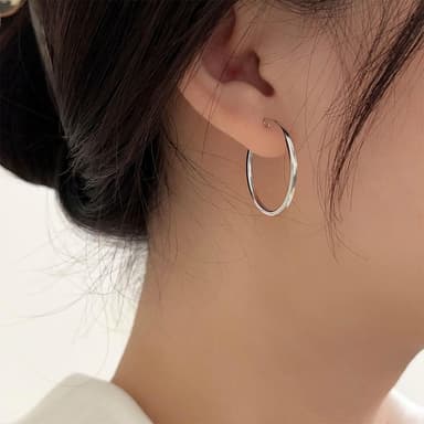 【MoonDy】耳環 女生耳環 生日禮物 耳環女 飾品 純銀耳環 耳圈 大圓圈耳環 大耳環 耳夾 大圈耳環 耳墜 耳飾 銀色耳環