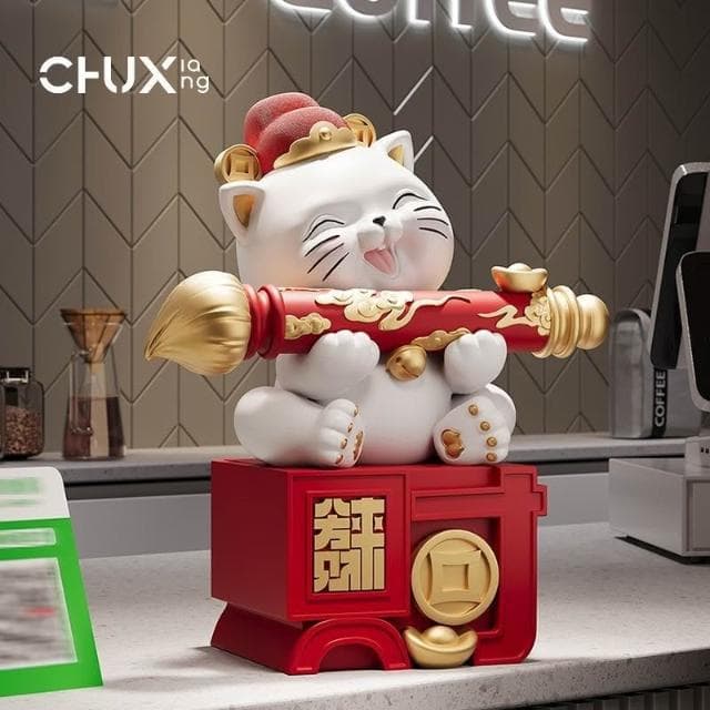 大筆招財貓 招財貓 擺件 招財擺飾 開店賀禮 送朋友 開業禮物 招財裝飾 喬遷 新居 禮品