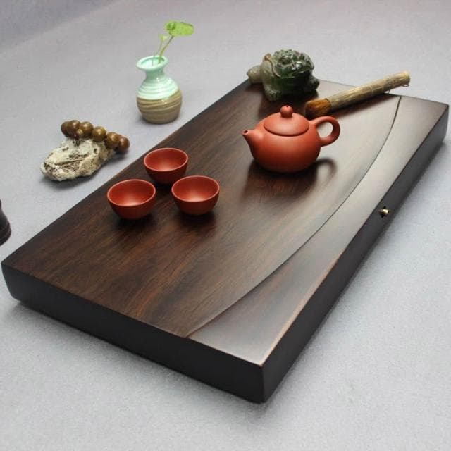 實木茶盤 泡茶盤 原木茶盤 茶具茶盤 茶托盤 木製茶盤 整塊黑檀木茶盤實木茶臺長方形原木家用茶海大號排水簡約功夫茶具