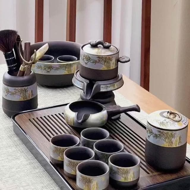 紫砂自動茶具套裝 茶具組 泡茶組 茶具套裝 自動茶具 功夫茶具 會客送禮 懶人泡茶神器 功夫旋轉出茶 茶盤