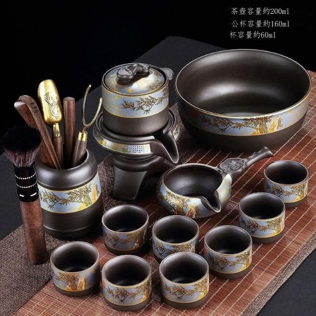 紫砂自動茶具套裝 茶具組 泡茶組 茶具套裝 自動茶具 功夫茶具 會客送禮 懶人泡茶神器 功夫旋轉出茶 茶盤