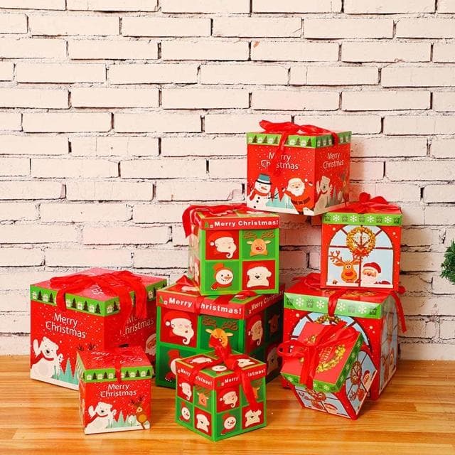 聖誕節禮物盒三入 (禮物盒 聖誕禮盒 聖誕紙盒 包裝盒 禮品盒 收納盒 派對佈置 聖誕節 耶誕節)