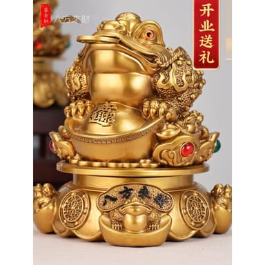 招財金蟾擺件鎏金銅店鋪喬遷開業送禮客廳裝飾品八方來財三足金蟾