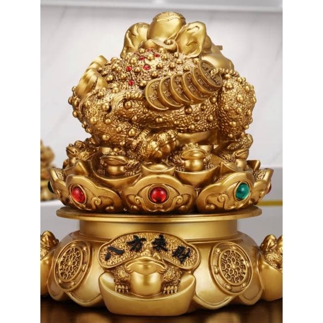 招財金蟾擺件鎏金銅店鋪喬遷開業送禮客廳裝飾品八方來財三足金蟾