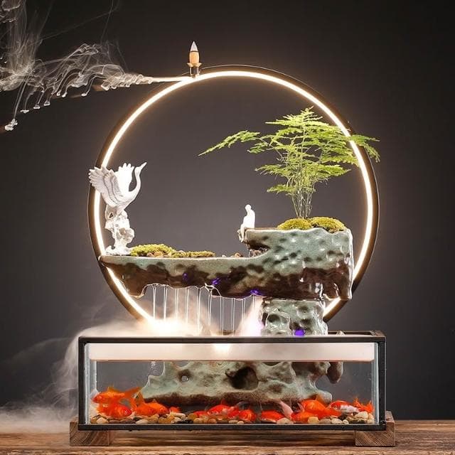 流水擺件 魚缸流水生財擺件客廳循環水家居裝飾辦公室招財玄關喬遷開業禮物