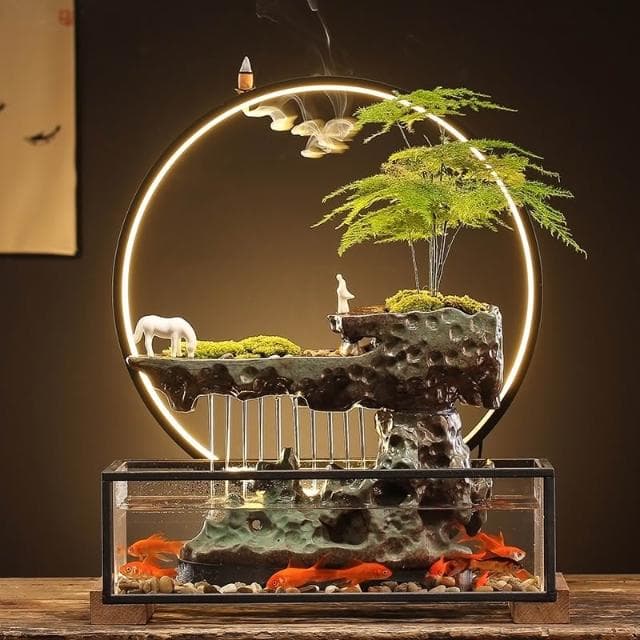 流水擺件 魚缸流水生財擺件客廳循環水家居裝飾辦公室招財玄關喬遷開業禮物