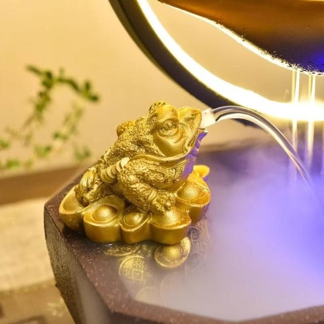 招財聚寶盆中式開業禮物流水擺件循環水公司店鋪桌面風水輪裝飾品