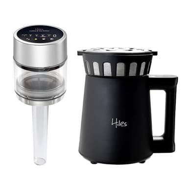 【Hiles】咖啡豪華組氣旋熱風第二代可調式家用烘豆機+真空虹吸式冷熱萃取機