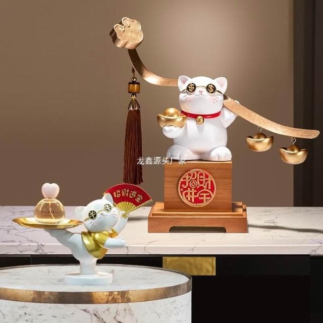 招財貓擺件高級感招財進寶辦公室前臺開業禮物開店禮品高檔發財貓