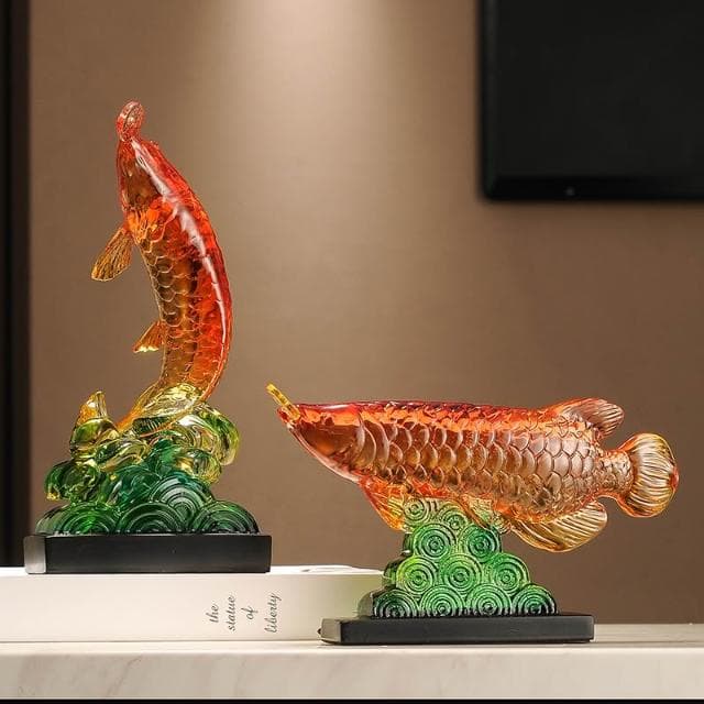 年年有餘金龍魚擺件招財客廳工藝品玄關辦公室桌面裝飾品開業禮物