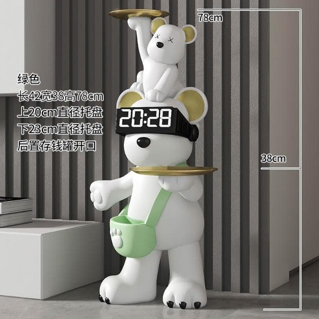 親子暴力熊擺件喬遷新居禮物電視櫃沙發旁客廳落地卡通時鐘裝飾品
