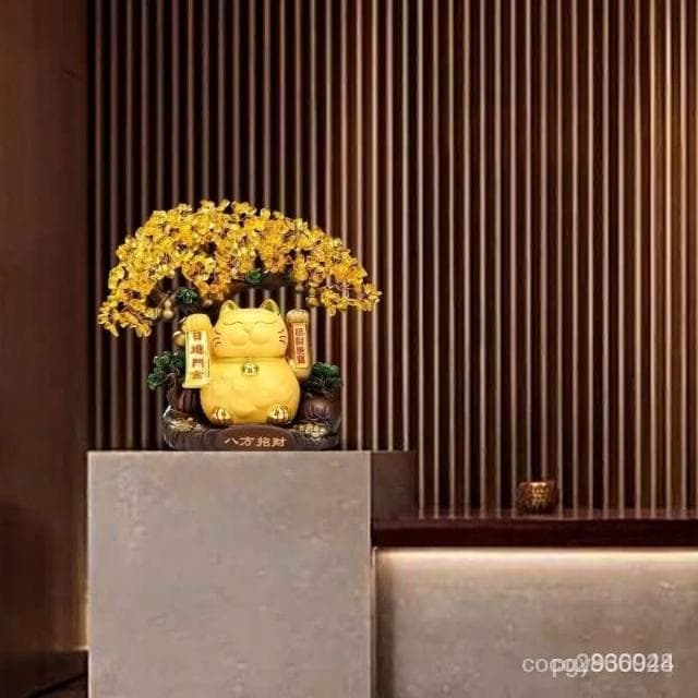 💕💕免費刻字 招財貓擺件 招財存錢筒 招財擺件 招財樹 招財水晶 自動招手客廳玄關裝飾品店鋪收銀臺髮財樹擺件喬遷開業禮物