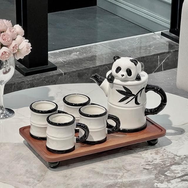熊貓釉下彩茶杯茶壺功夫茶具套裝中式家用2025新款陶瓷泡茶具禮盒