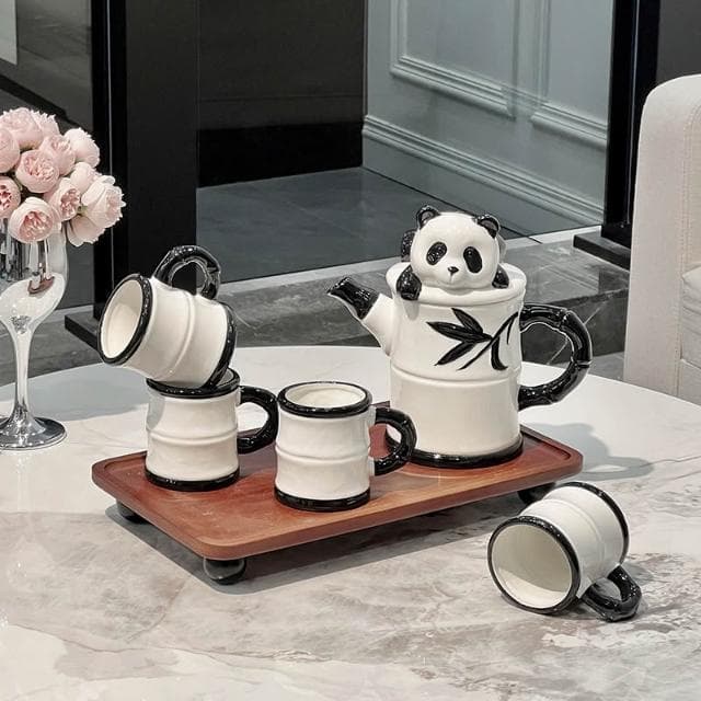 熊貓釉下彩茶杯茶壺功夫茶具套裝中式家用2025新款陶瓷泡茶具禮盒