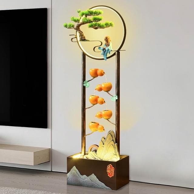 ✨現貨 宅配到府  魚池造景 戶外魚池 風水輪 流水擺件 循環水客廳 電視櫃 玄關落地 裝飾品 招財 喬遷 開業禮物
