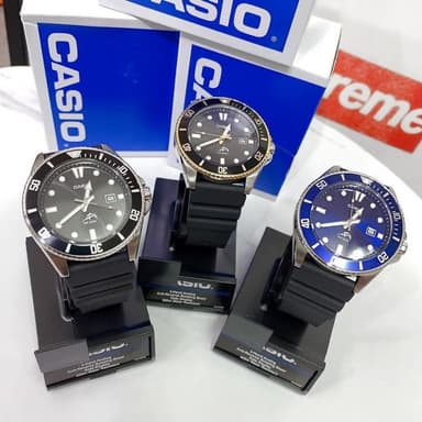 【CASIO 卡西歐】CASIO MDV-106 黑銀 黑金 金屬藍 槍魚 水鬼 潛水錶 200米 台灣公司貨 數量激少 DOT聚點