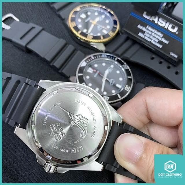 【CASIO 卡西歐】CASIO MDV-106 黑銀 黑金 金屬藍 槍魚 水鬼 潛水錶 200米 台灣公司貨 數量激少 DOT聚點