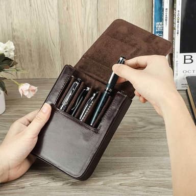 【KT DADA】牛皮筆袋 筆盒 收納盒 文具用品 復古筆盒 磁吸筆盒 鋼筆收納盒 針筆收納盒 雪茄盒 雪茄套 生日禮物 辦公用品