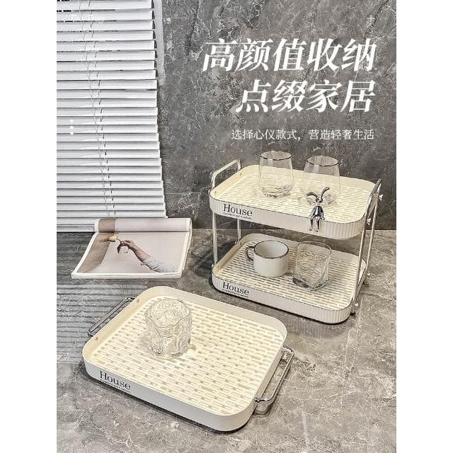 杯子收納置物架家用客廳雙層瀝水茶杯架茶具收納架託盤放水杯架子