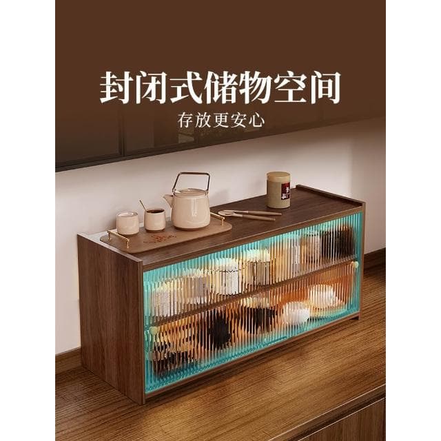 杯子收納置物架餐邊水杯茶具收納櫃家用防塵可推拉櫃門杯子收納架