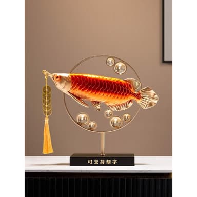 年年有餘金龍魚擺件招財客廳工藝品辦公室桌面裝飾品喬遷開業禮物