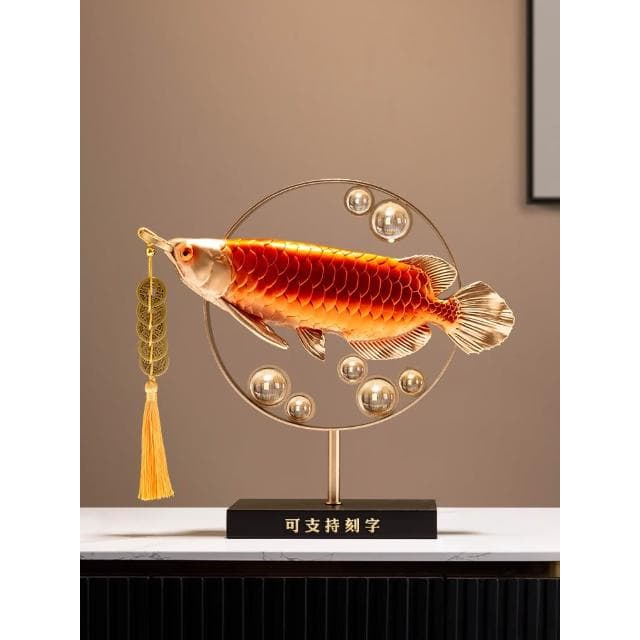 年年有餘金龍魚擺件招財客廳工藝品辦公室桌面裝飾品喬遷開業禮物