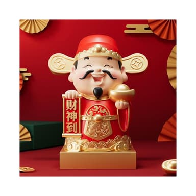 國潮財神爺桌面擺件客廳電視櫃店鋪前臺辦公室招財裝飾品開業禮物
