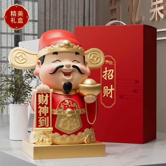 國潮財神爺桌面擺件客廳電視櫃店鋪前臺辦公室招財裝飾品開業禮物
